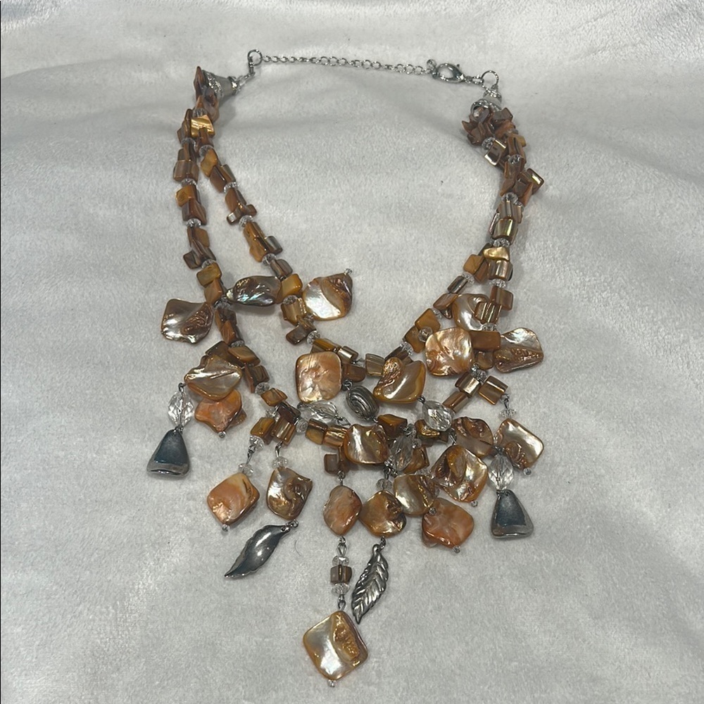 Double strand bohemian amber glass charm Multi-Tone Necklace one size